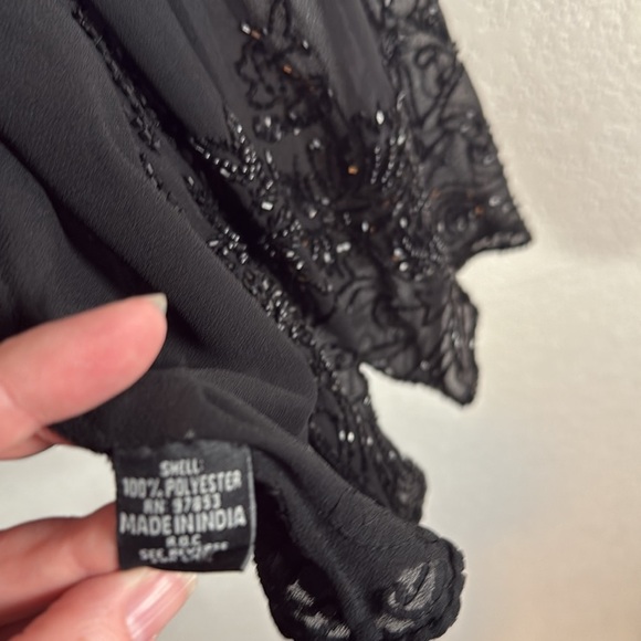 Jkara Black Beaded Sheer Over Shirt Size 1XL - Picture 6 of 10